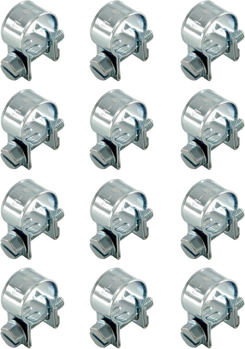 Jersvimc 12pcs Stainless Steel Gas Line Clamp, 11-13mm, Silver, C-clamp, Hose Clamp - Image 1